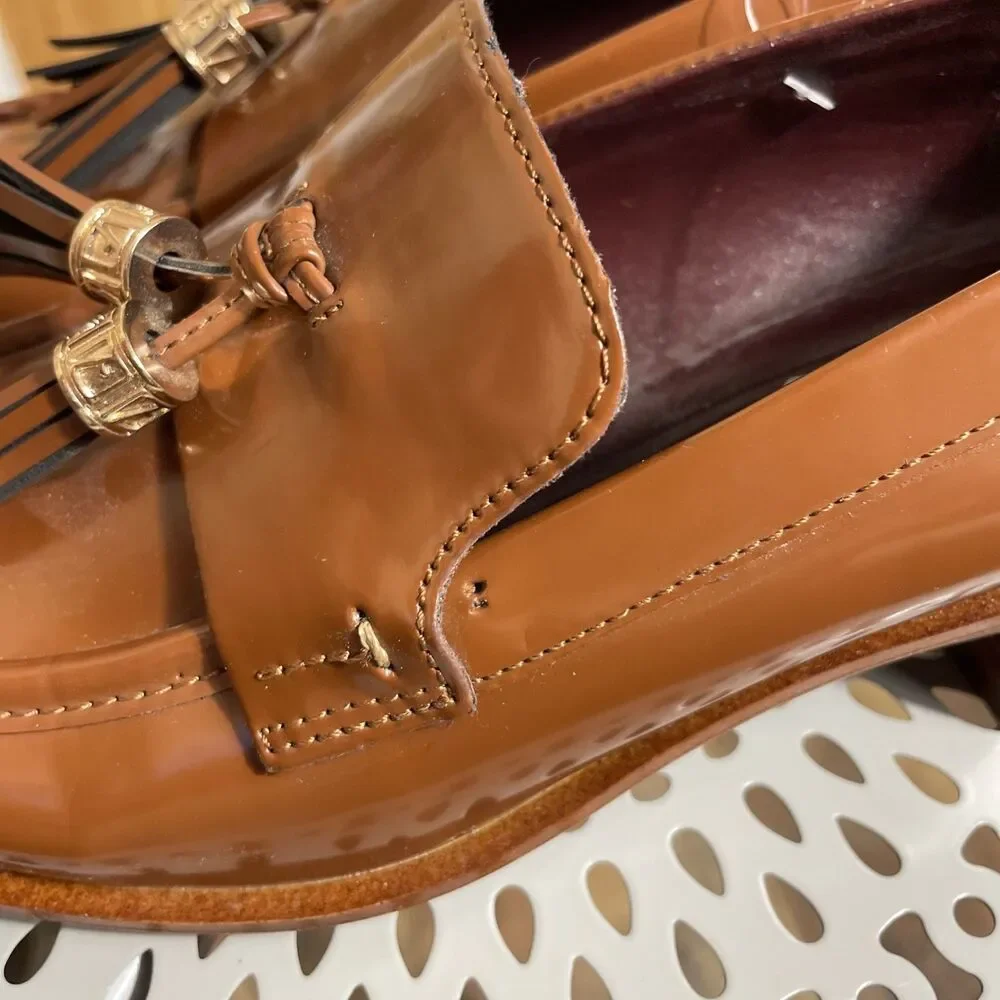 Franco Sarto Women's Donna Heeled Loafers Tassles Brown Shoes Sz 6 Office Work